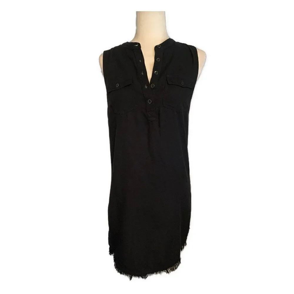 Splendid Womens Solid Black Fringe Tank Mini Dress Xs